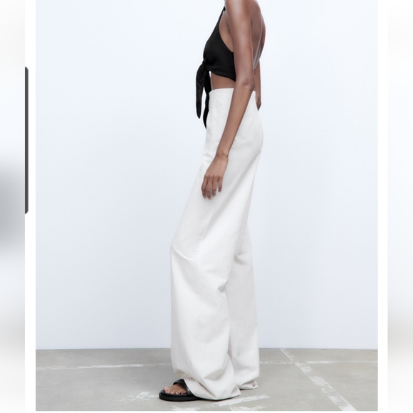 ZARA * Linen Blend High Waisted Wide Leg Pants - Picture 2 of 7